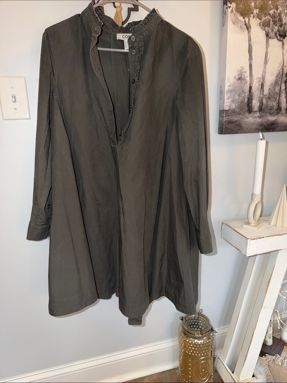 ⭐️Cos Ruffled Khaki Swing Dress✔️ - Picture 6 of 12
